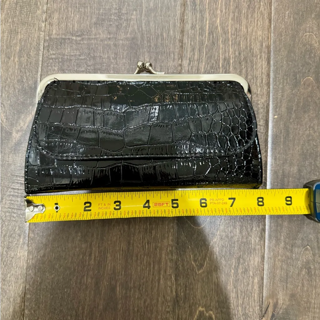 Black Faux Croc Wallet Clasp Frame | Accordion Card Slots | NWOT - Image 15