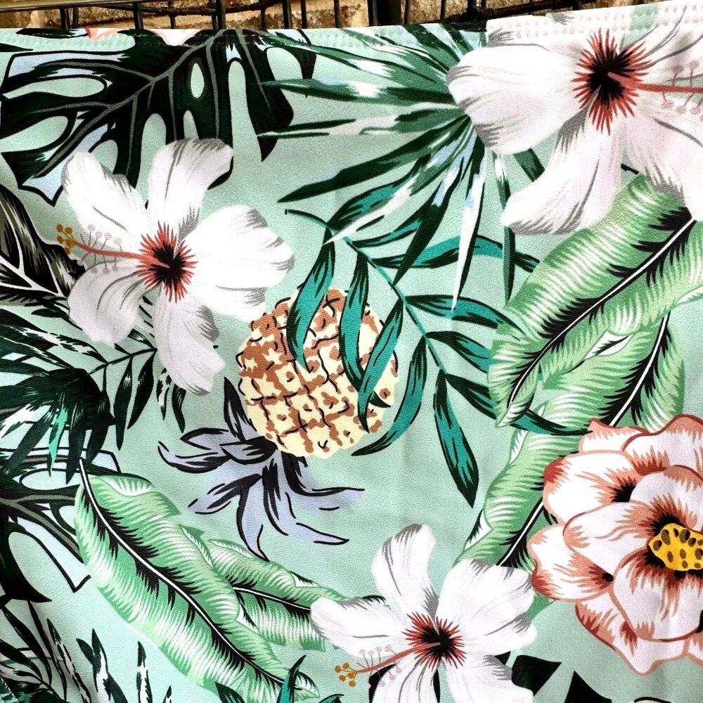 Bikini Bottoms 3XL New Full Coverage Wide High Leg Stretch Waist Floral … Green Size undefined - Image 6