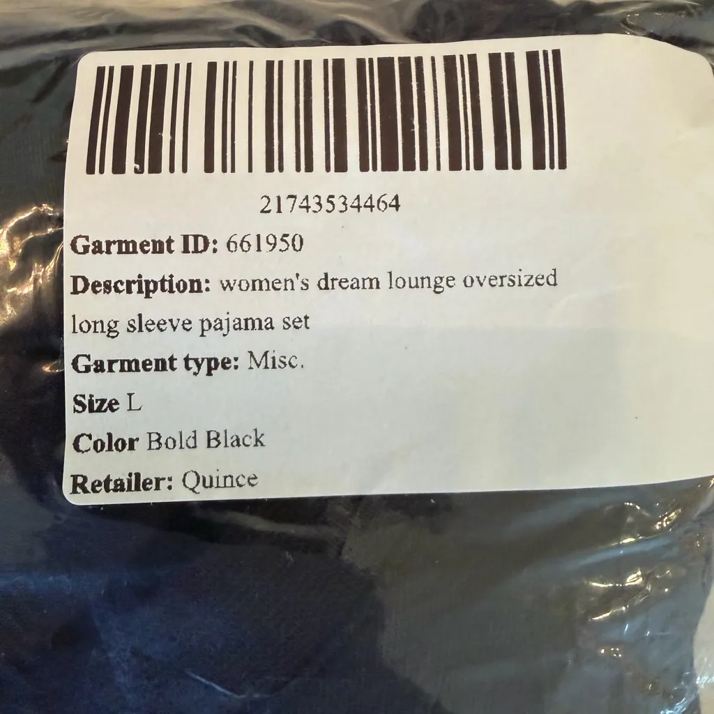 NWT Quince Dream Lounge Oversized Long Sleeve Pajama Shirt Only NOT Set Black L - Image 3