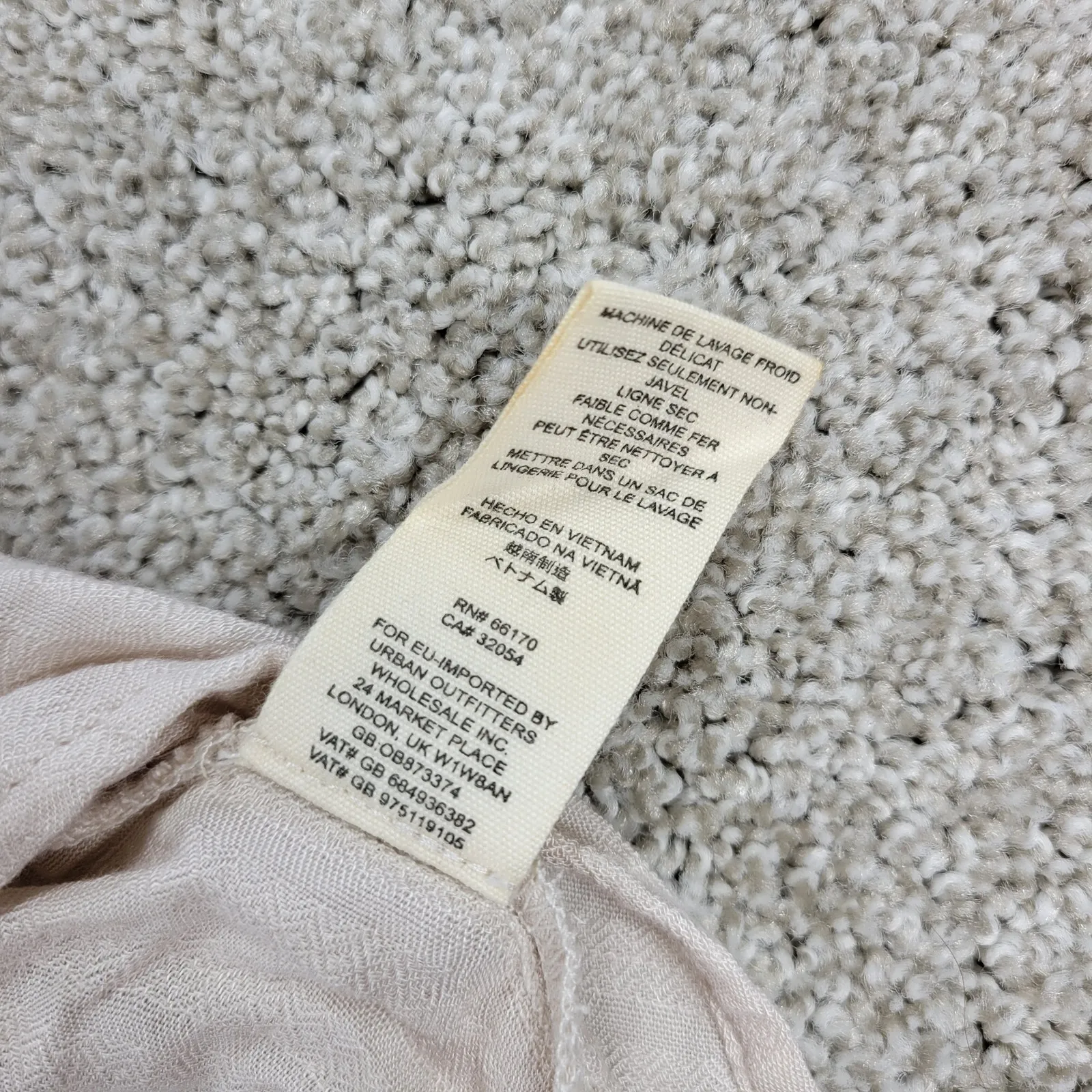 Free People Womens Belted‎ Top Medium Cream Solid Button Down Long Sleeve Blouse - Image 6