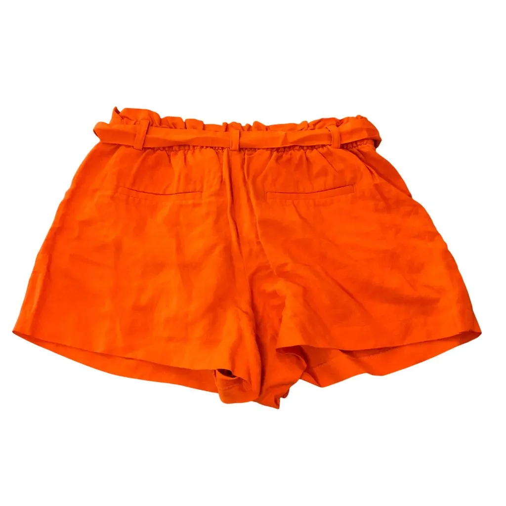 Loft Orange Linen-Blend High-Waist Paperbag Shorts Pockets Size L Petite resort - Image 11