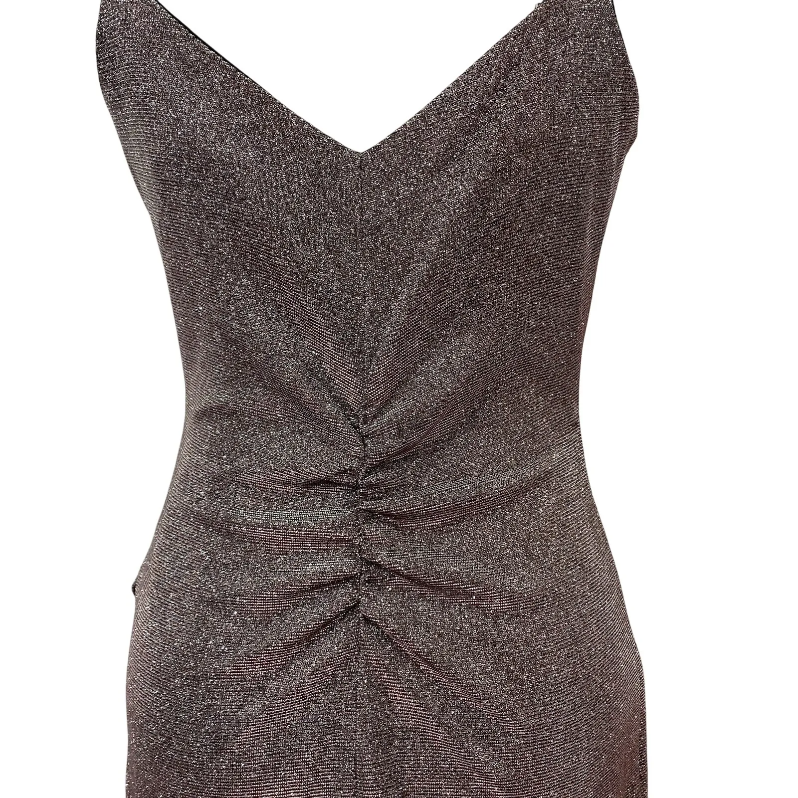 Honey and Rosie Dress Size Medium Asymmetrical Silver Pink Metallic Shimmer - Image 5