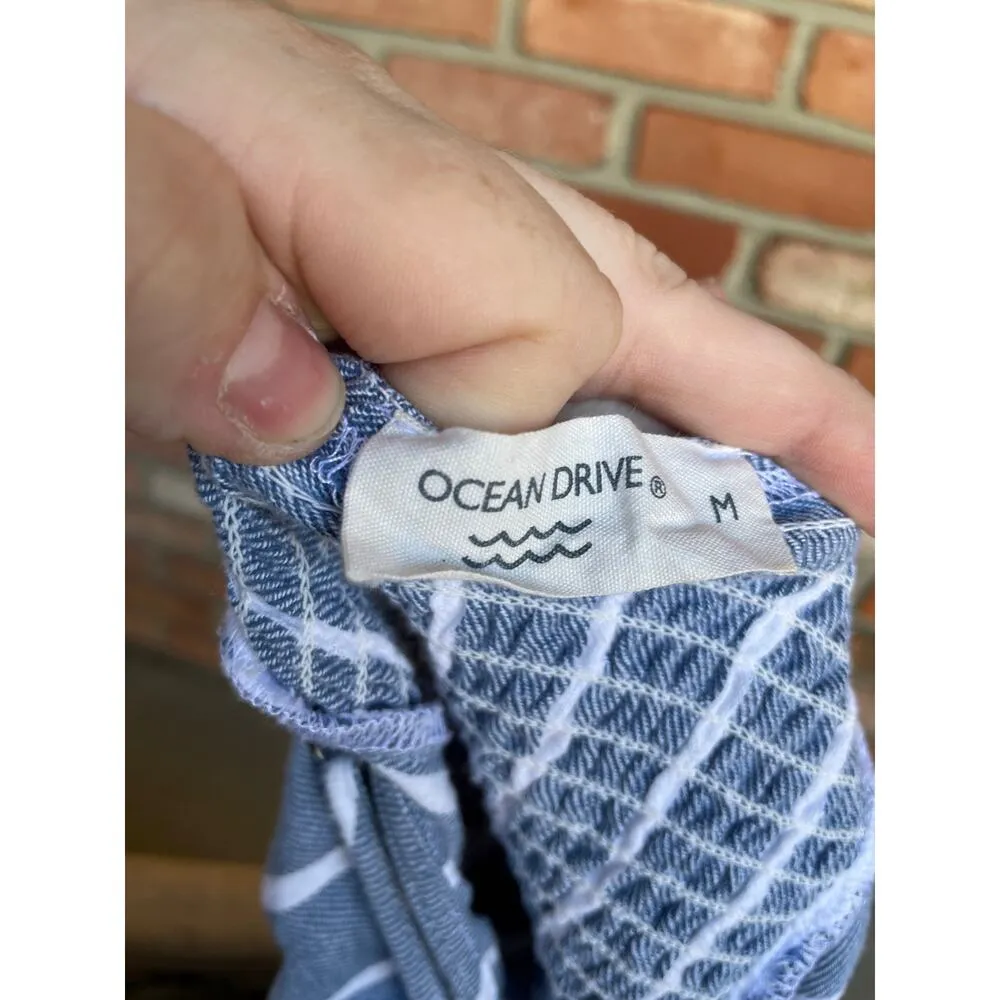 Ocean Drive Size M Chambray Stripe Mini Dress, Coastal Preppy Beach Style, EUC - Image 4
