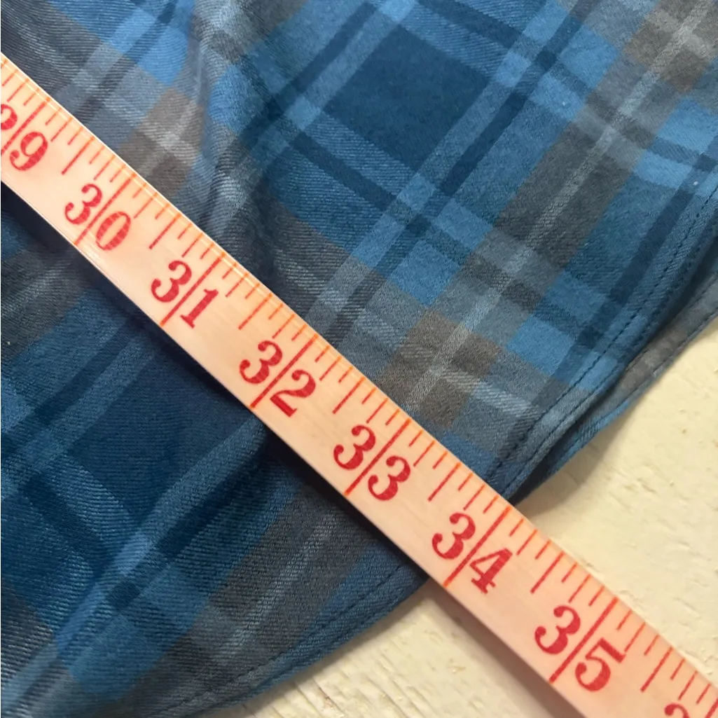 Eddie Bauer Blue Plaid Flannel Shirt Dress Size 0 xs Pockets Belt - Image 5