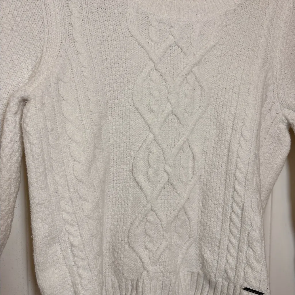 Abercrombie & Fitch Ivory White Cable Knit Sweater Minimalist Cozy Classic Small - Image 7