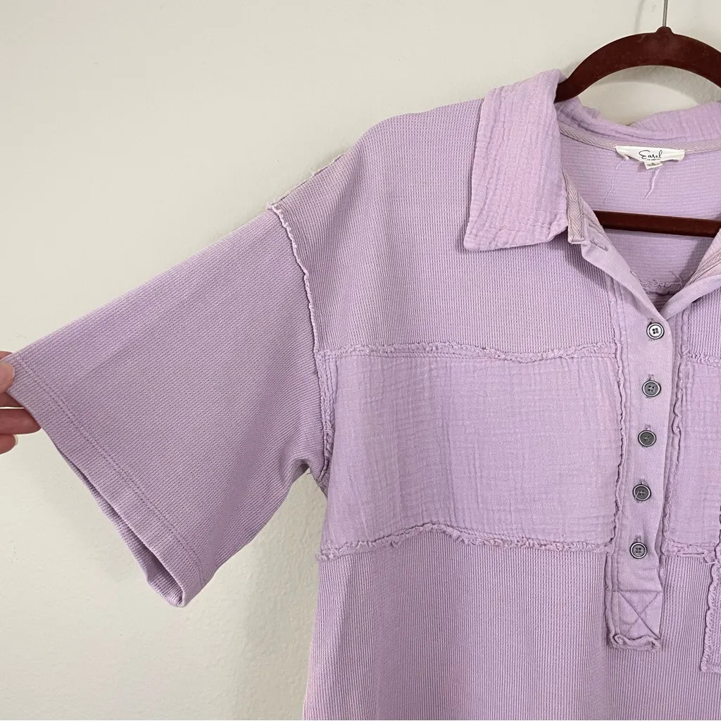 Easel‎ Lilac Gauzy Oversized Henley Top Size Small - Image 3