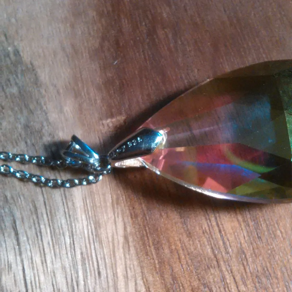 Simulated Yellow Topaz Sterling Silver Pendant With Stainless Steel Chain - Image 10