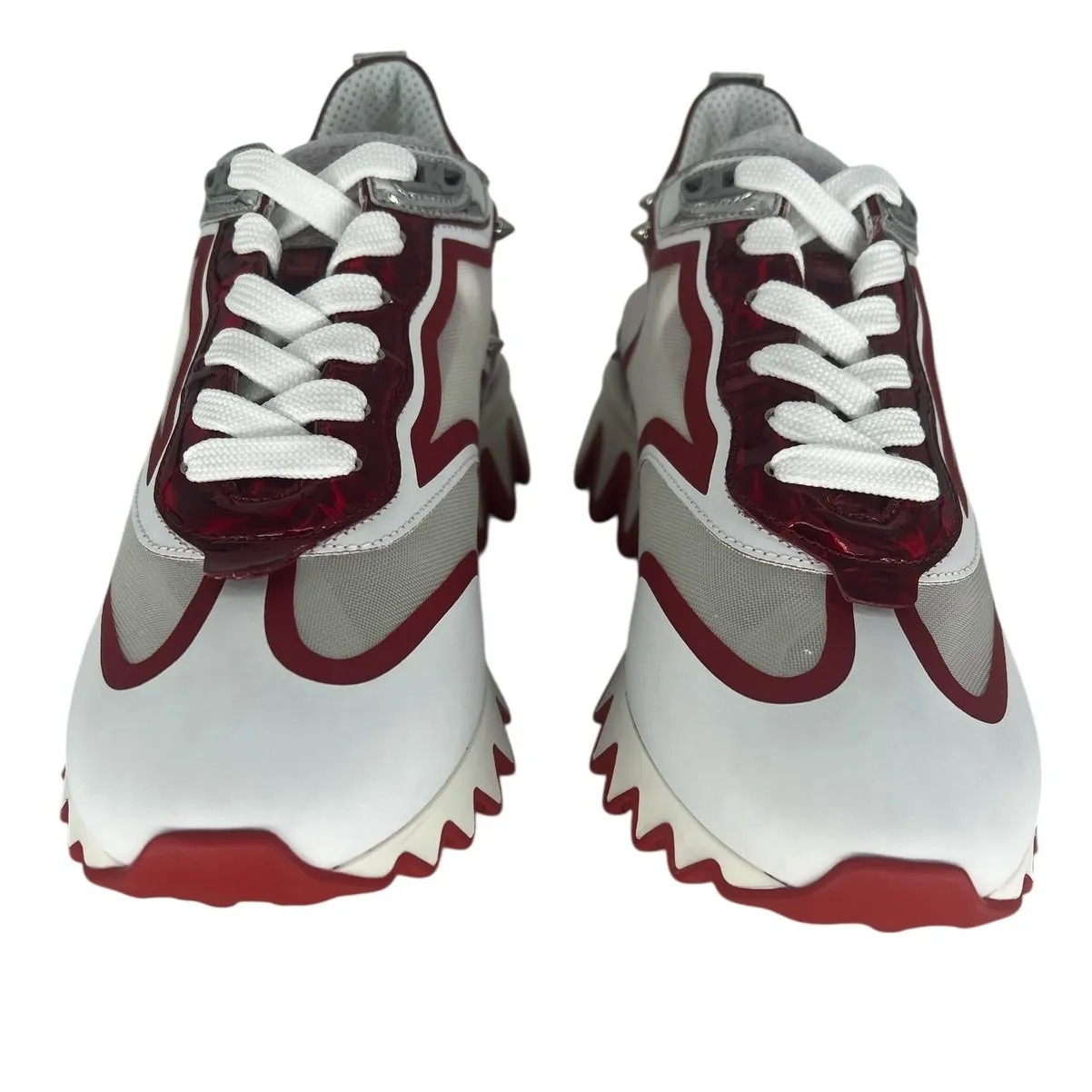 Christian Louboutin Sharkina Sneakers in White Mesh & Red Patent Leather - Image 10