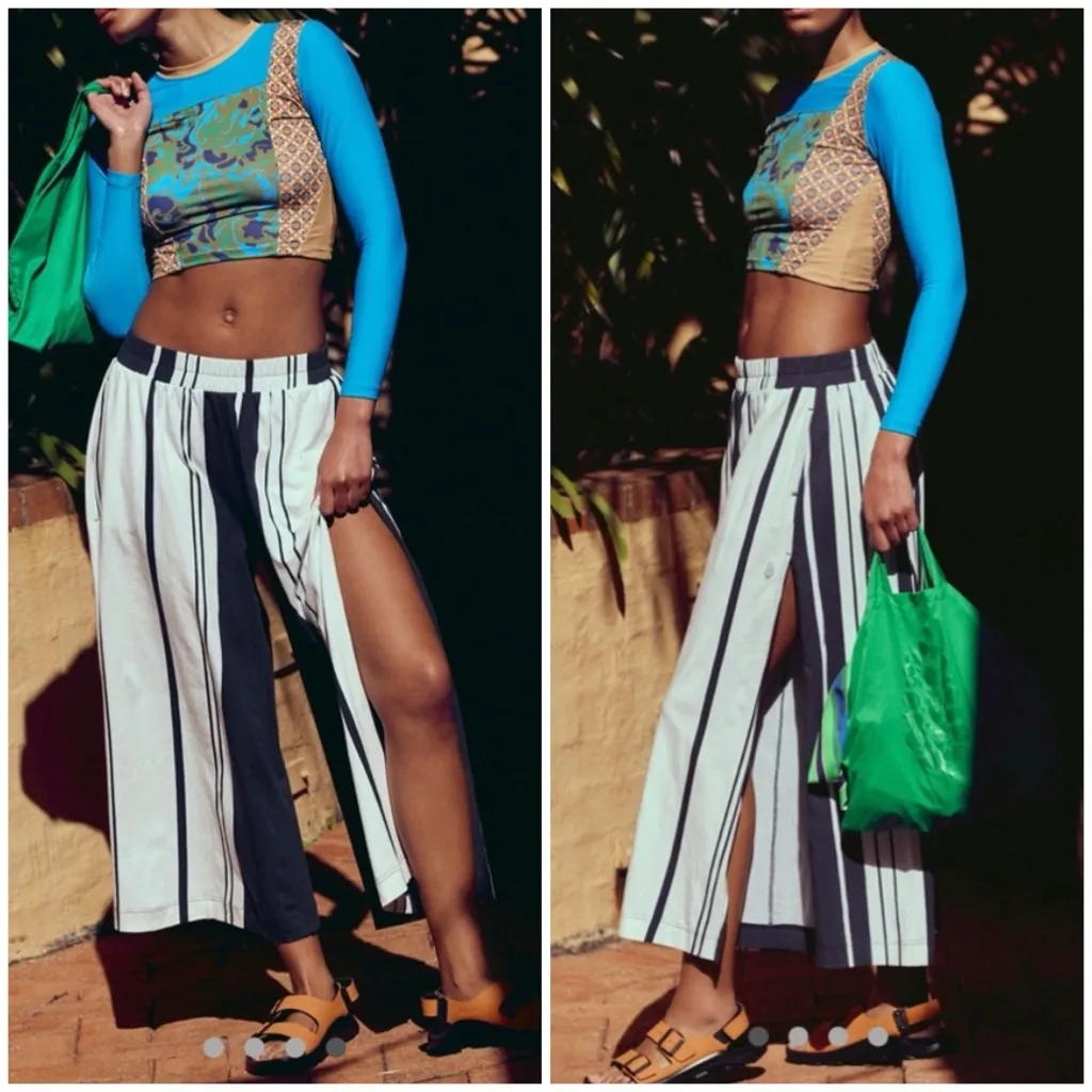 NWOT Free People FP Movement Hot Shot Printed Wide Leg Pants - black white - M - Image 2