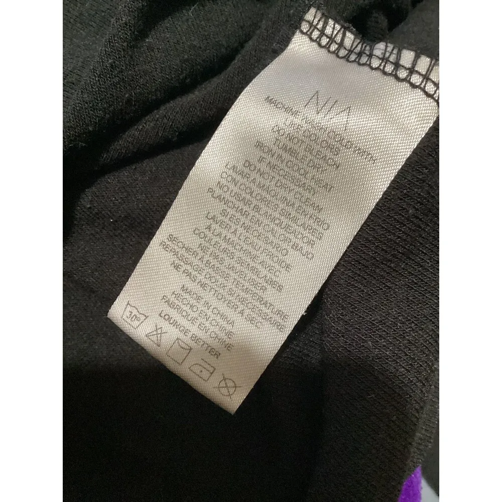 NIA Pullover Shirt Womens Medium Cropped Henley Long Sleeve Contrast Stitch Top Black - Image 6