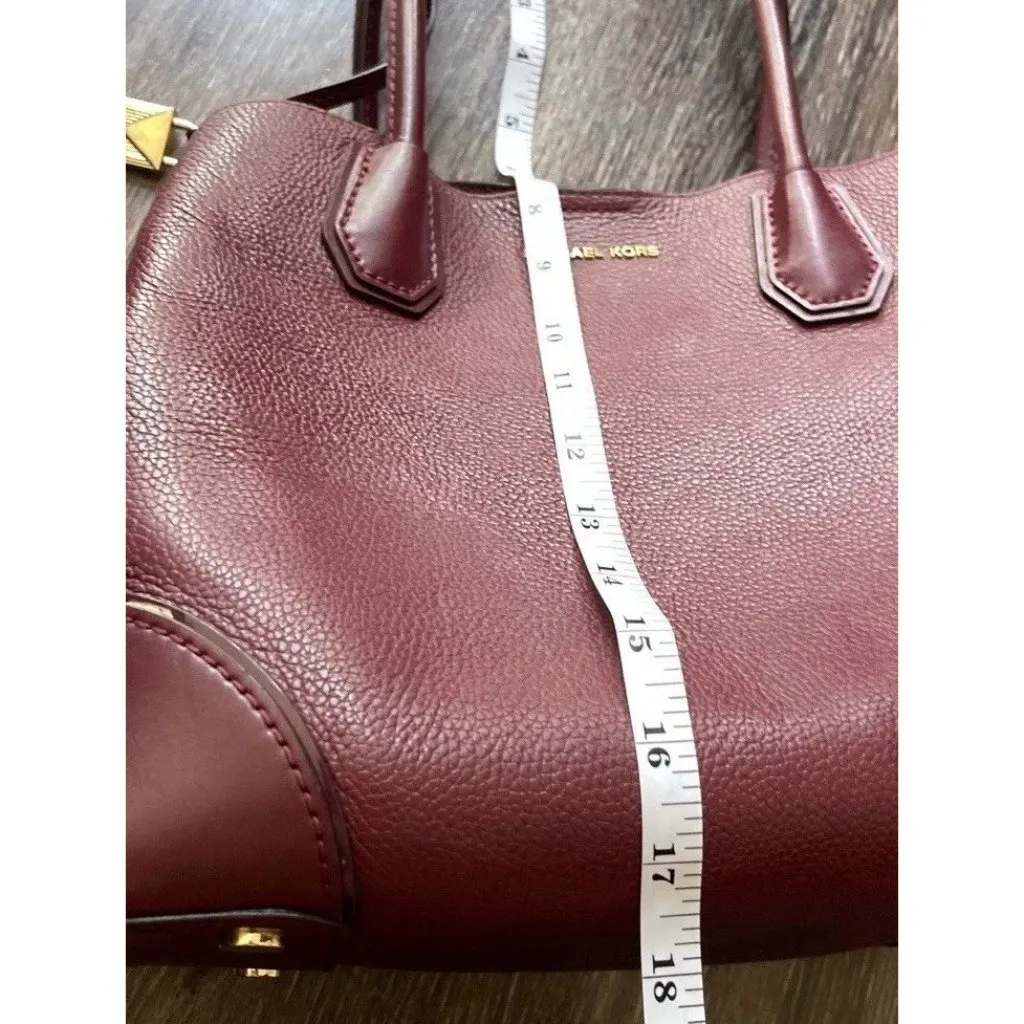 Vintage MICHAEL KORS Mercer Gallery Burgundy Oxyblood Leather Zip Tote Bag - Image 4