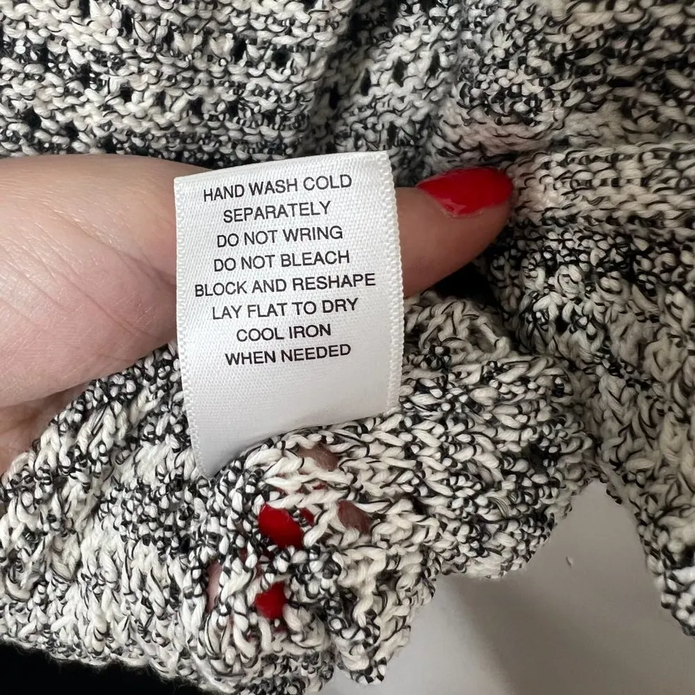 Michael Stars Crochet Knit Short Sleeve High Low Marled Gray Sweater Size XS/S - Image 5