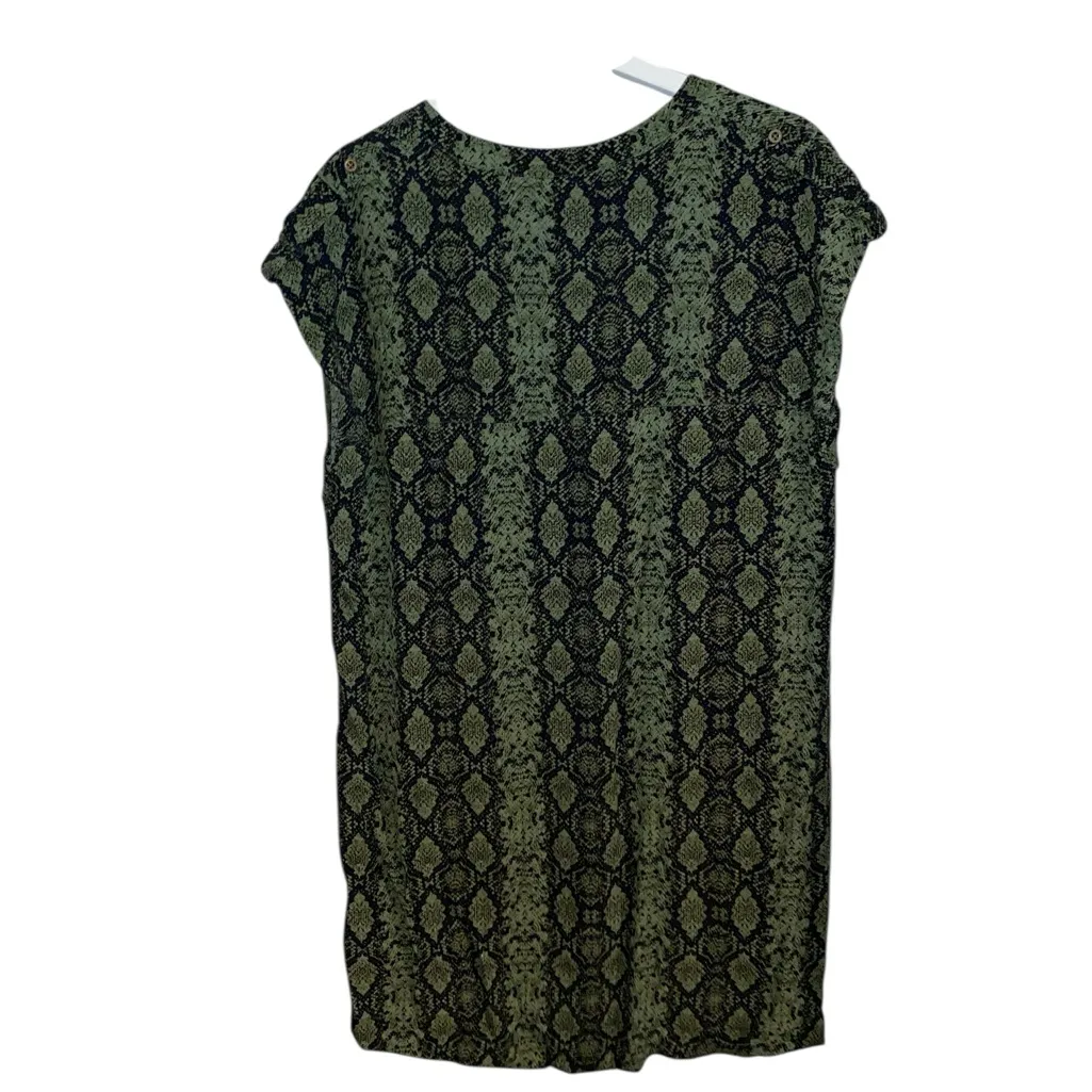 Anthropologie  Rachel Tunic Dress Olive Green Black Snakeskin Shift Dress Fall - Image 14