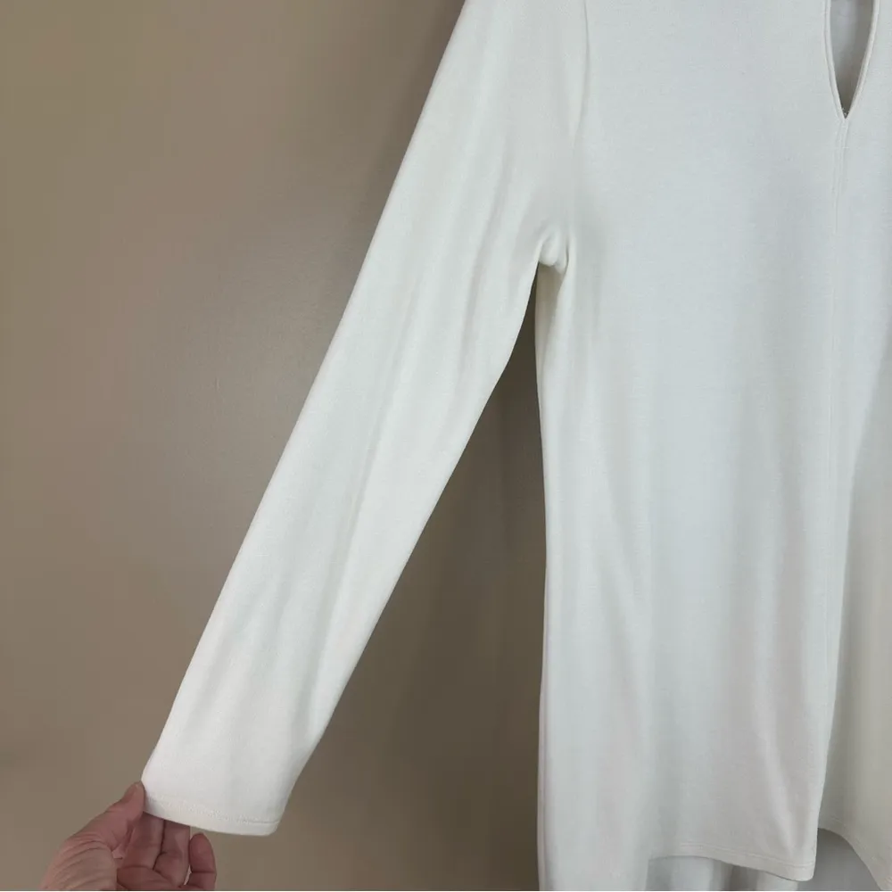 Chico's Off White Cream Cut Out Tunic Blouse 1 Medium - Image 4