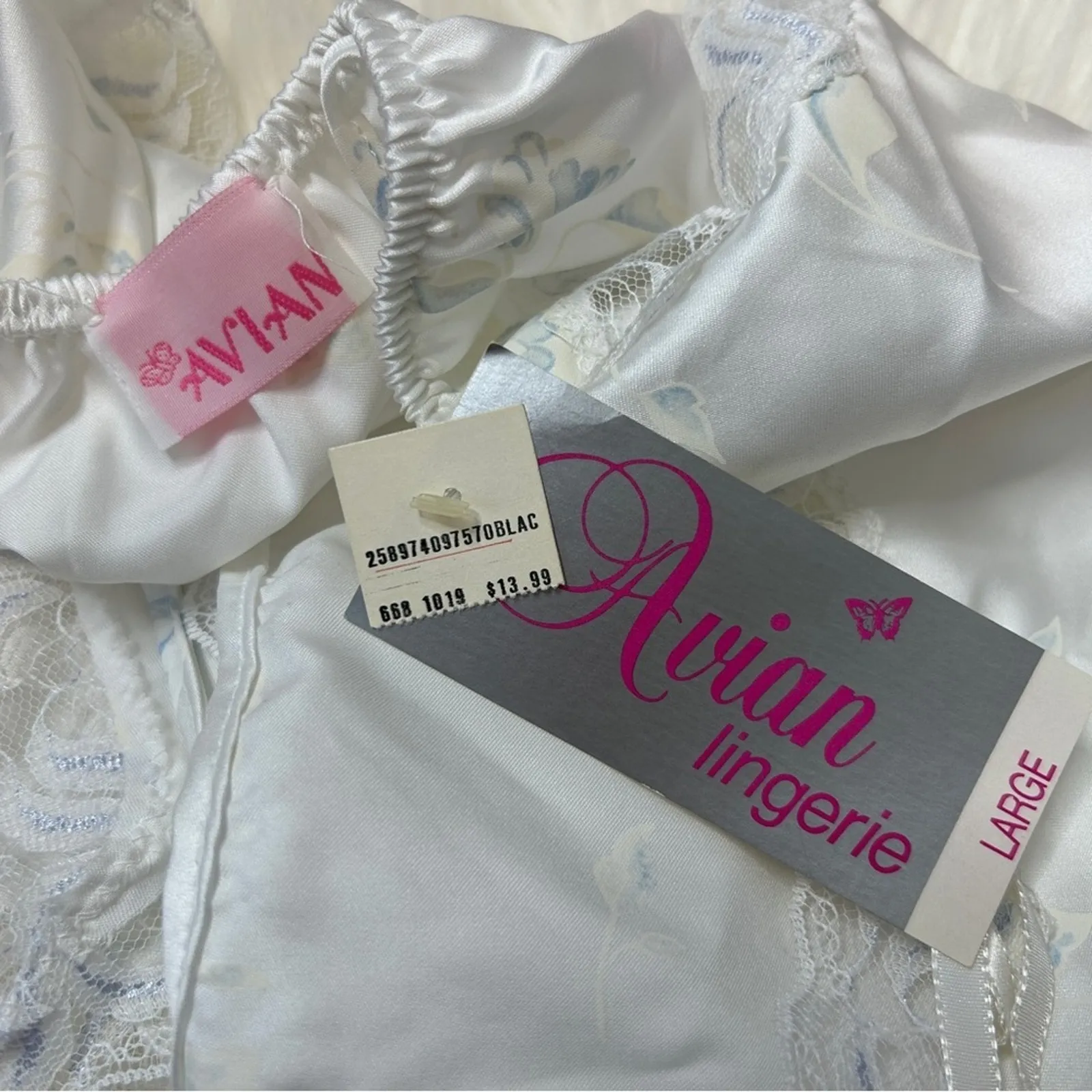 AVIAN LINGERIE Vintage Deadstock Handkerchief Cami Top Size Large Ethereal Fairy White - Image 7