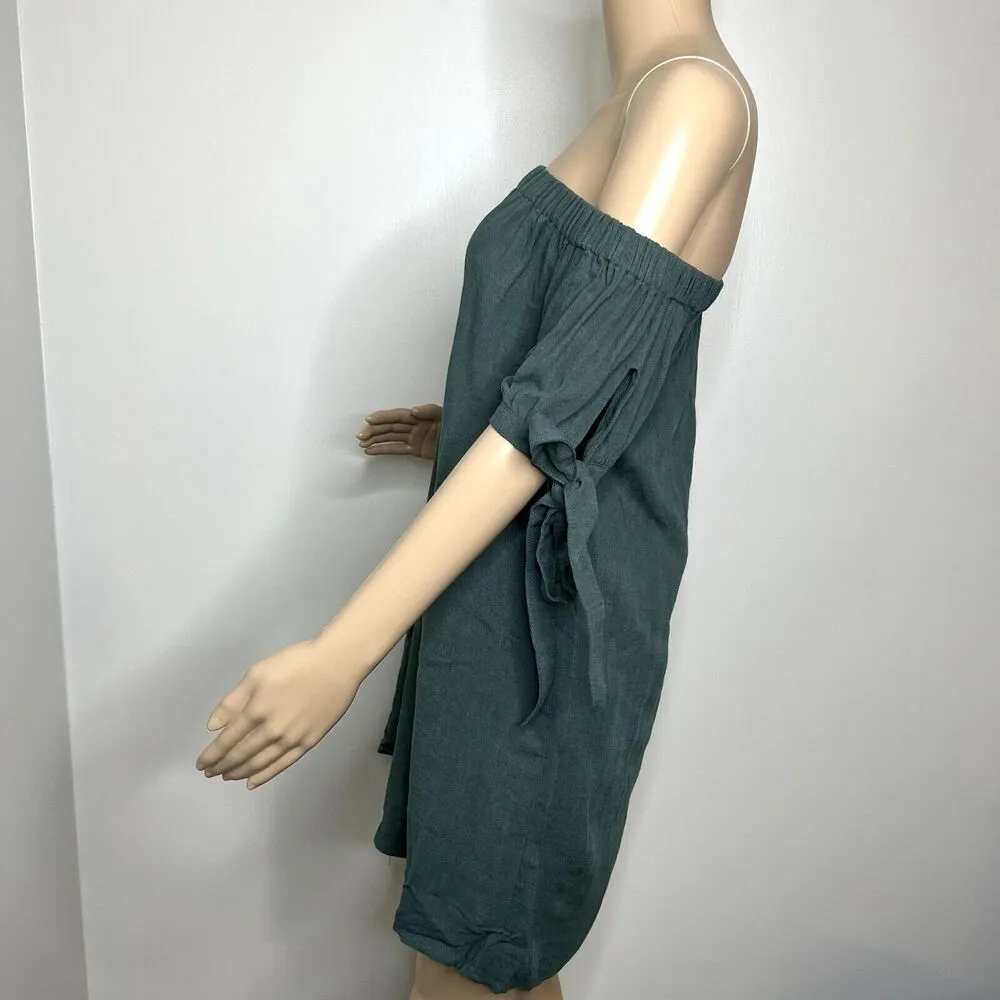 Lulus Al Fresco Evenings Olive Green Off the Shoulder Dress - Image 2