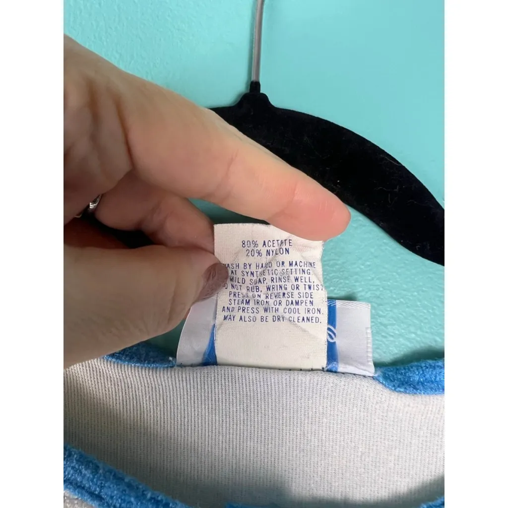 Vintage Lara Dee by Charon L Blue Trim Button Front Housecoat 60s 70s Lounge Rob White Size L - Image 4