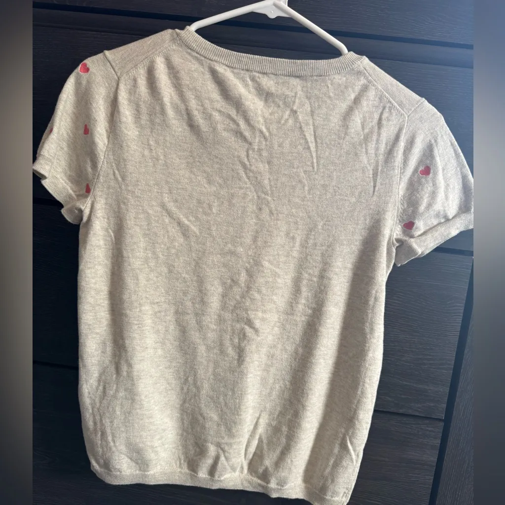 J. Crew Factory Cream Women’s Small Sweater with Pink Hearts - Image 3