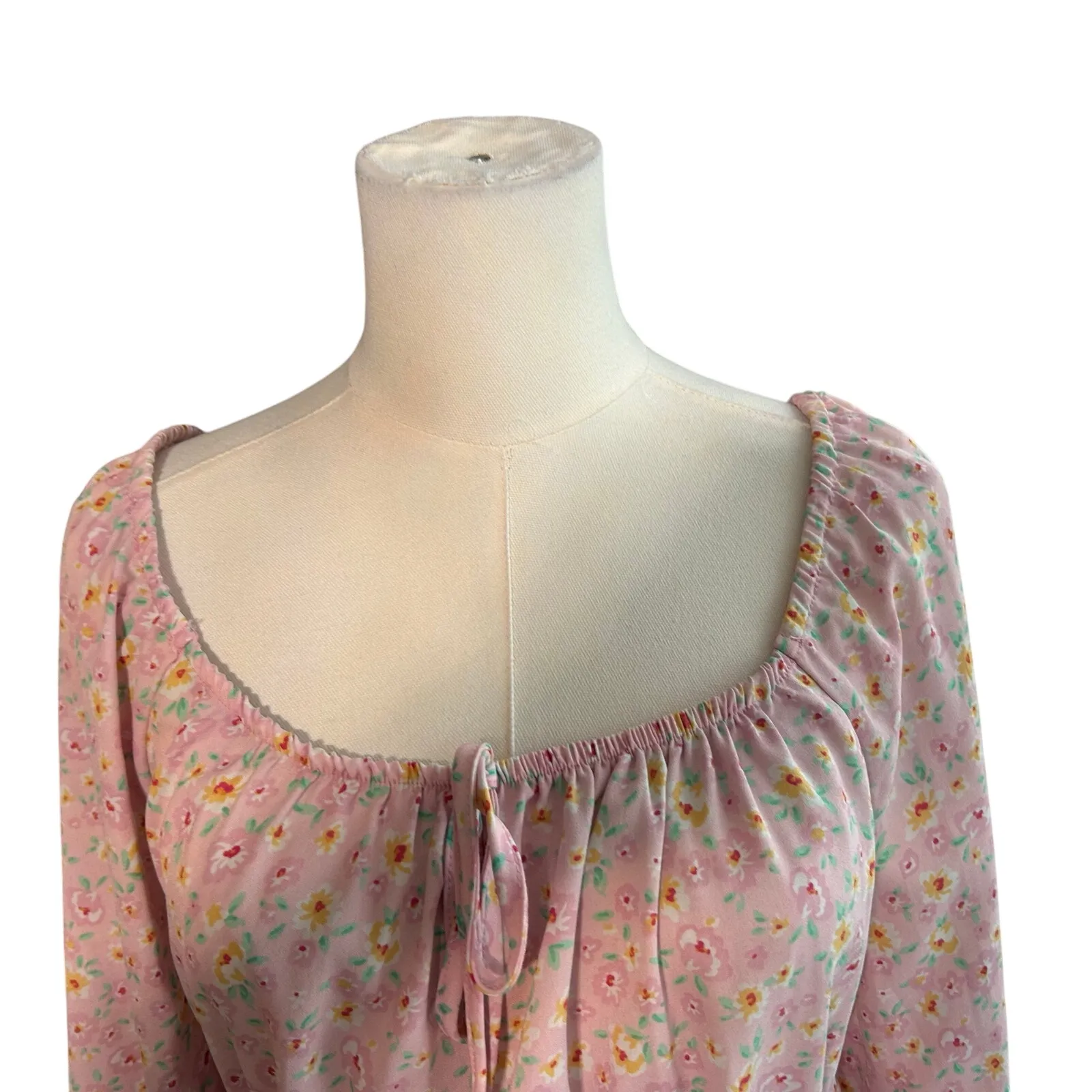 Crop Top Long Sleeve Large Floral High Waist On/Off Shoulder Boho Derek Heart - Image 2