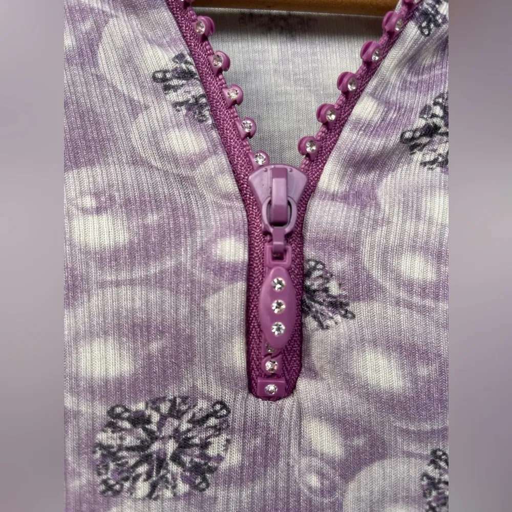 S No Queen thermal top, Crystal bling ski wear, Bling Thermal top size medium Purple - Image 4