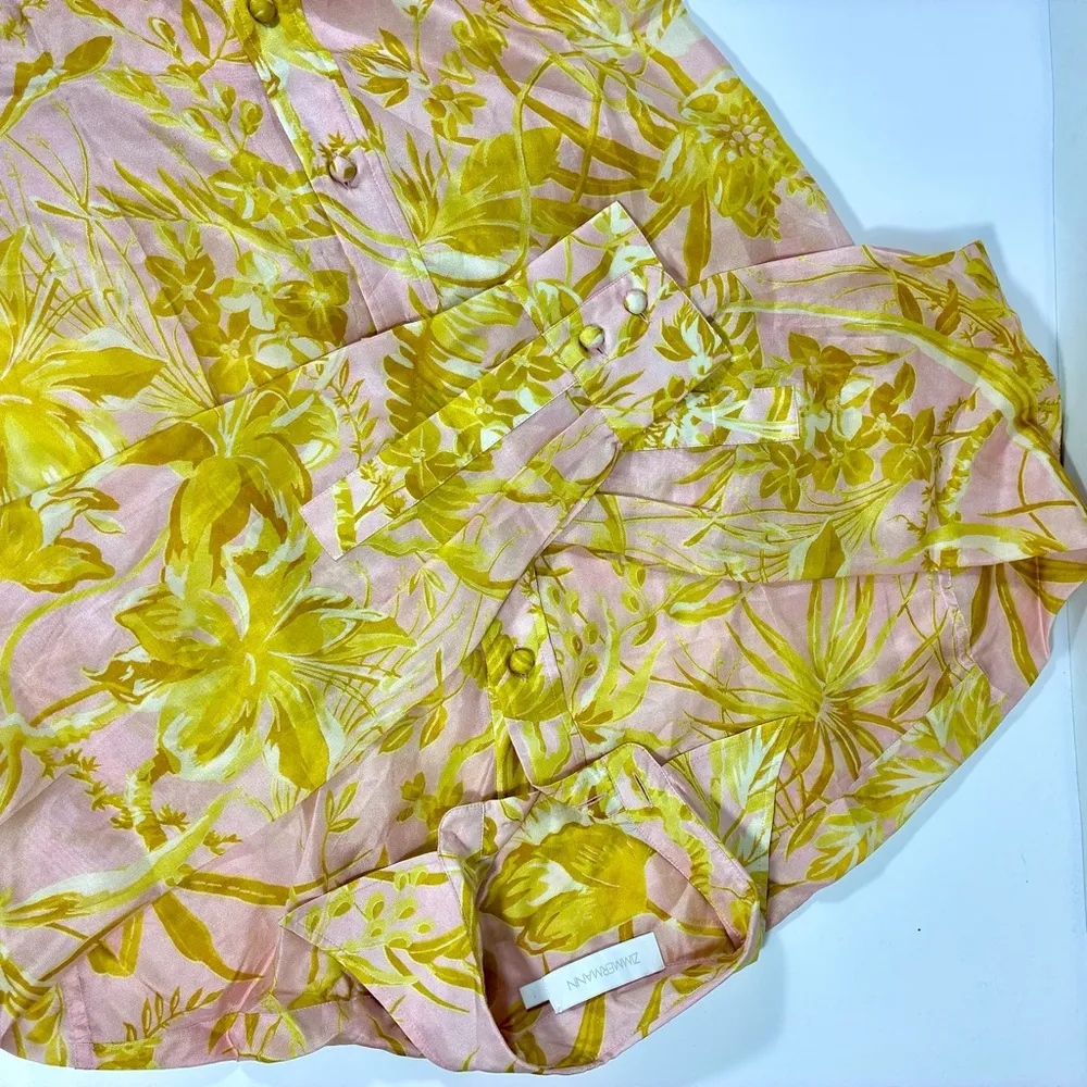 Zimmermann Golden Relaxed Silk Button Up Shirt Light Pink Yellow US 6 AU 1 NEW - Image 9