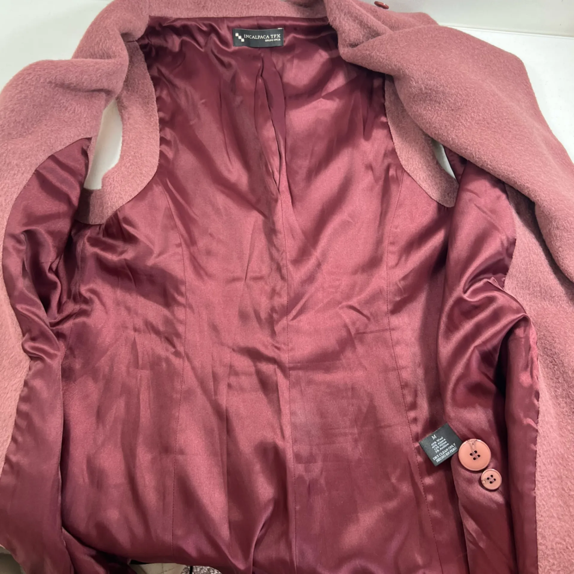 Incalpaca TPX Alpaca Wool Shawl Collar Mulberry Vest Pink Size M - Image 4