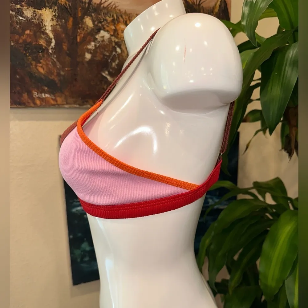 EUC SHEIN retro top BIKINY ribbed style, padding cups Sz L - Image 2