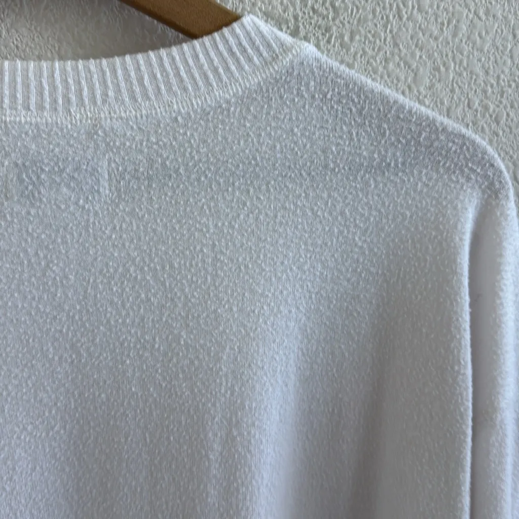 Lucky Brand Round Neck Sweater Textured White Long Sleeve Pullover Top 7WC7008 S - Image 7