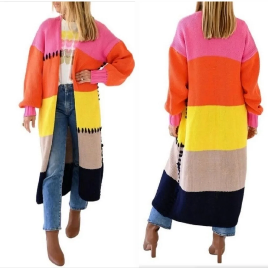 Kerri Rosenthal Alaina Duster Multicolor Cabin Stripe Pink - Image 2