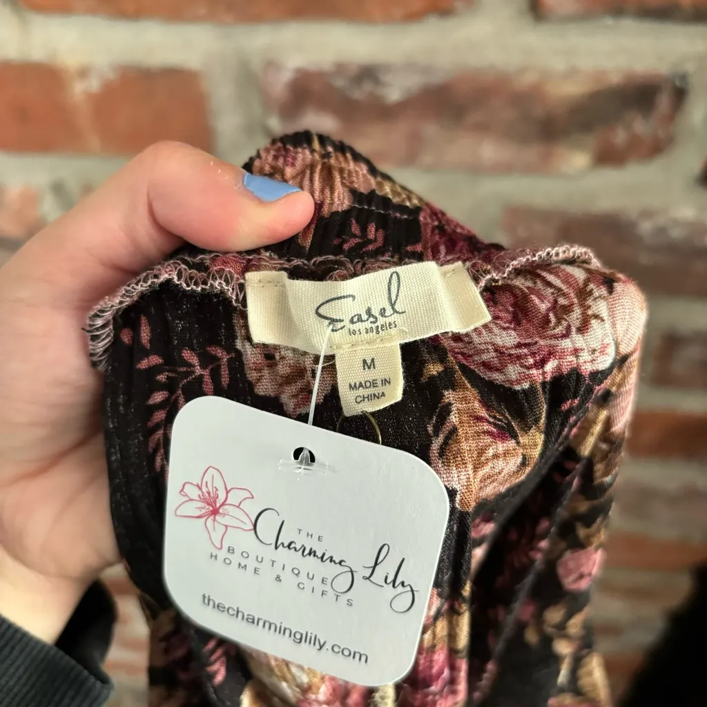 Easel Mixed Floral Tiered Midi Skirt NWT, M - Image 4