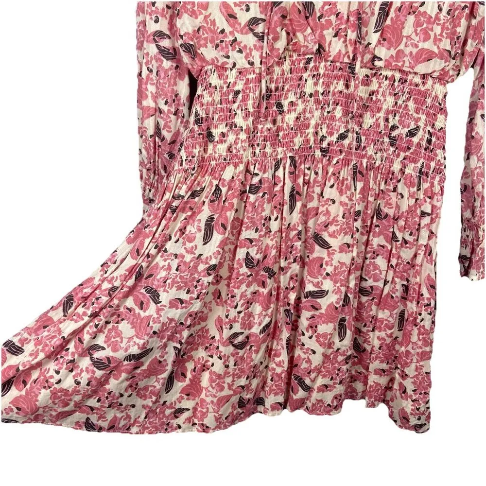Evereve Roan & Ryan Pink Floral Summer Dress Size‎ S Fit & Flare Smocked Cottage - Image 6