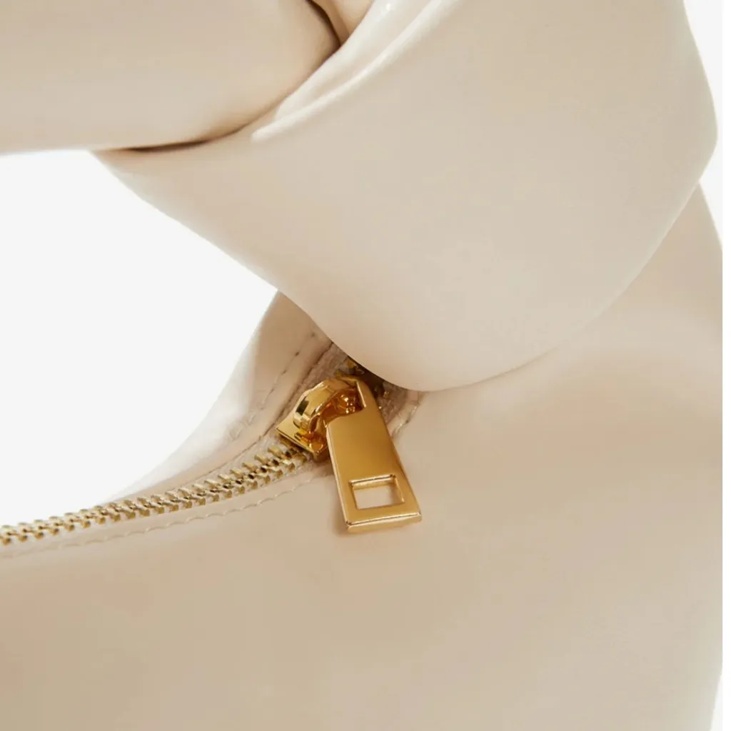 Melie Bianco Alexandra Cream Vegan Top Handle Crescent Hobo Bag Minimalist - Image 3