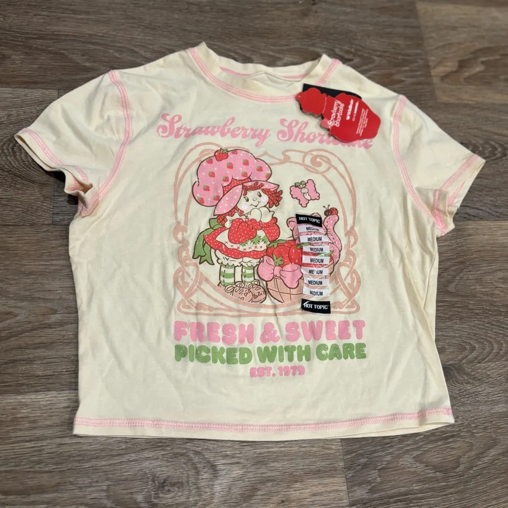 NWT Hot Topic Strawberry Shortcake “Fresh & Sweet” Baby T-Shirt – Size Medium - Image 2