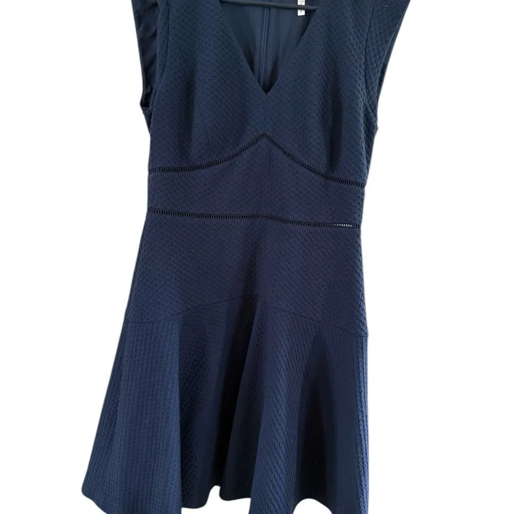 Rebecca Taylor Blue Sleeveless V Neck Fit and Flare Mini Dress - Image 8