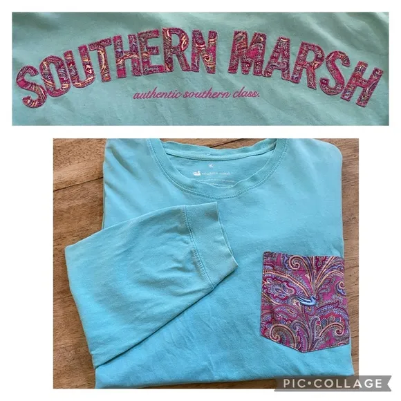 Southern Marsh Women’s Size XL Light Blue Paisley Graphic Long Sleeve Cotton Tee - Image 2