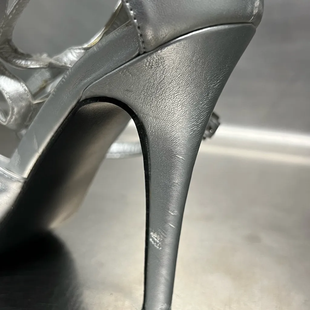 Venus Silver High Heel Sandals - NWOT.  Scuff and Scratch Mark. Refer to Photos. - Image 10