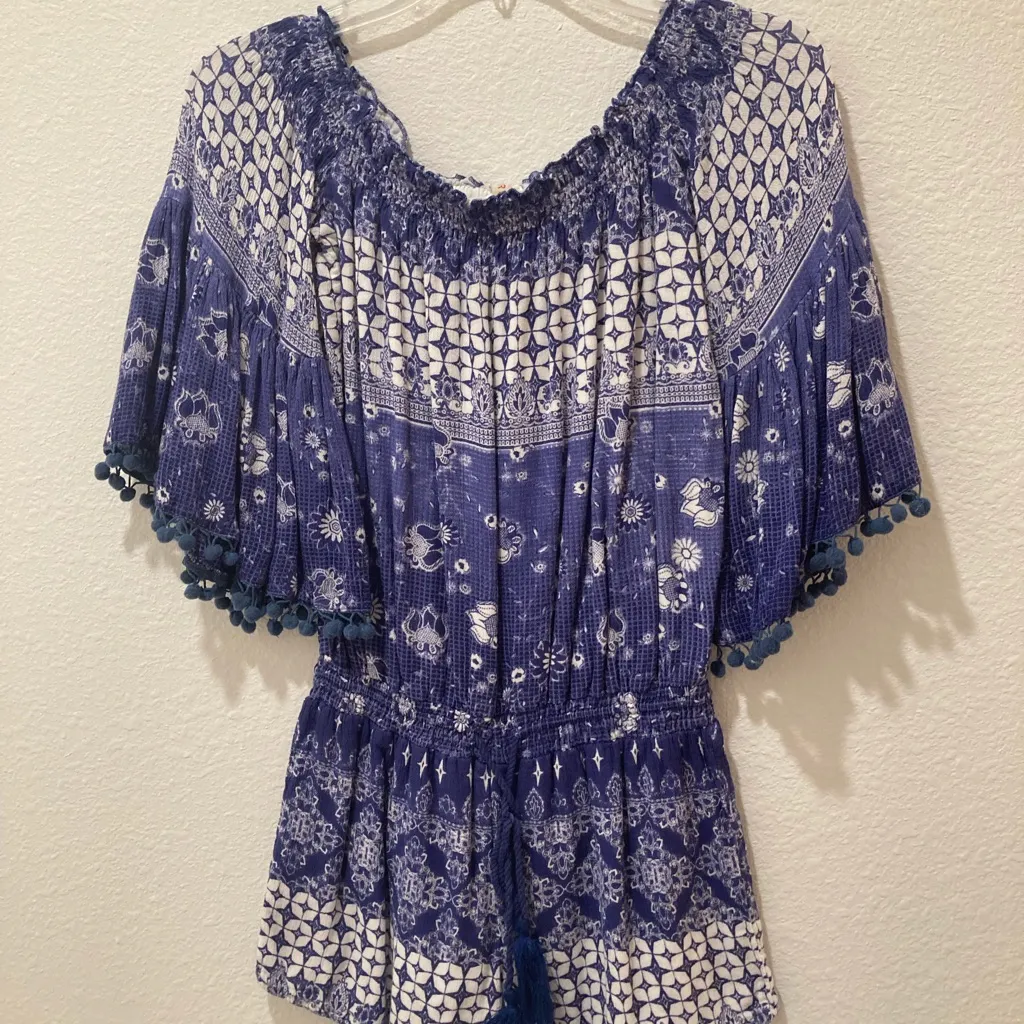 Raga Blue Boho Pom Pom Romper XS | Festival Gypsy Style - Image 2
