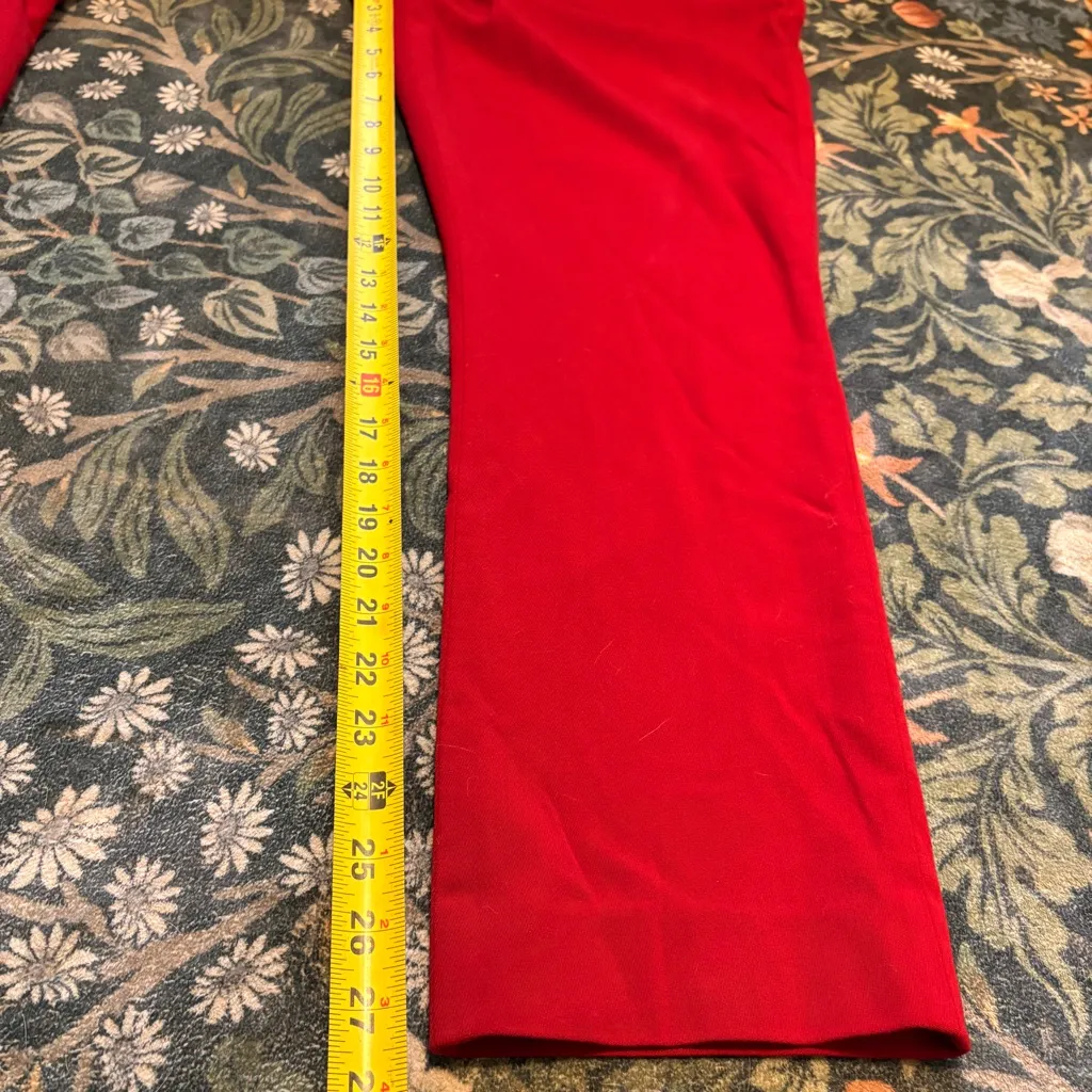 Lauren Ralph Lauren Pants Red Wool Trousers Size 16 Preppy Academia Office FLAW - Image 6