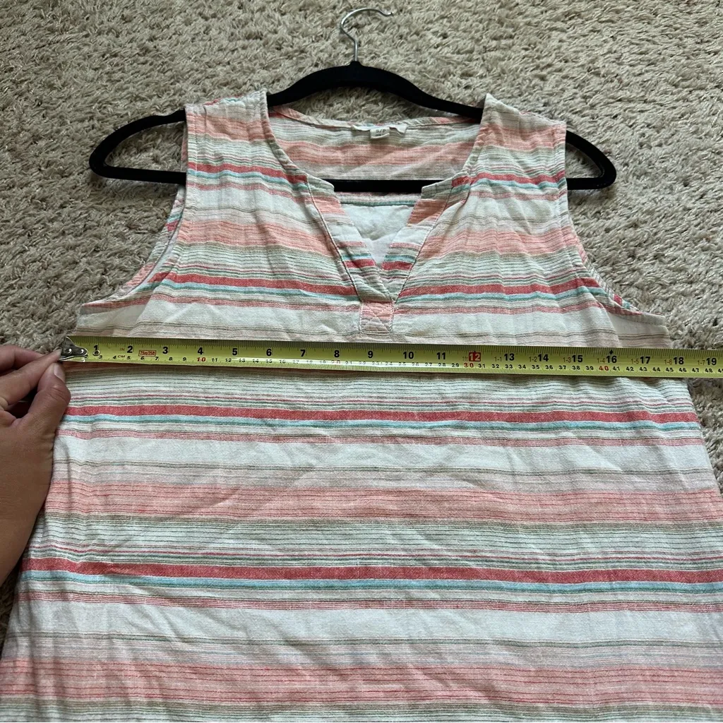 Beach Lunch Lounge Tunic Dress Sz Small Striped Linen Blend Summer Beach Coastal - Image 5