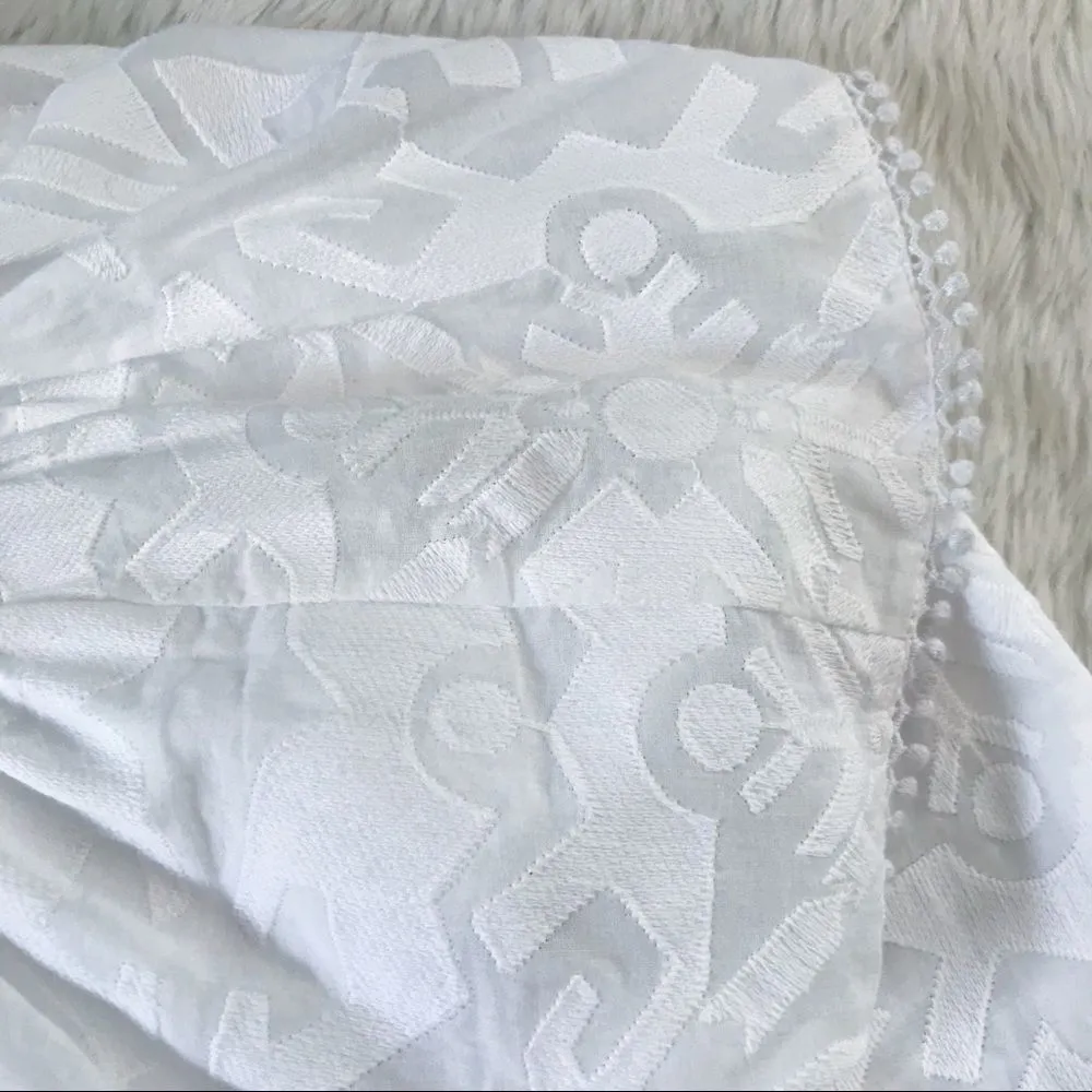 PARKER White One Shoulder Top Blouse Cotton‎ Long Sleeve Ruffle Tassel XS New - Image 11