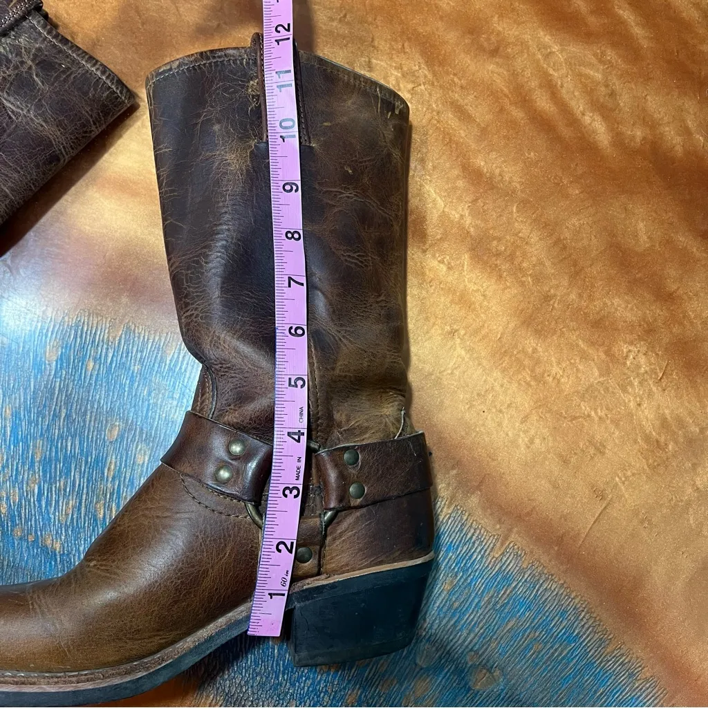 Vintage Frye 12R Brown leather Harness Boots USA Cowgirl size 6 - Image 13