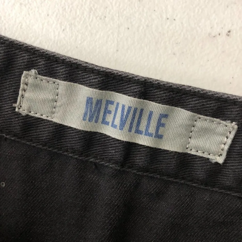 Melville Denim Mini Skirt Pockets Button Front Black 27 - Image 3