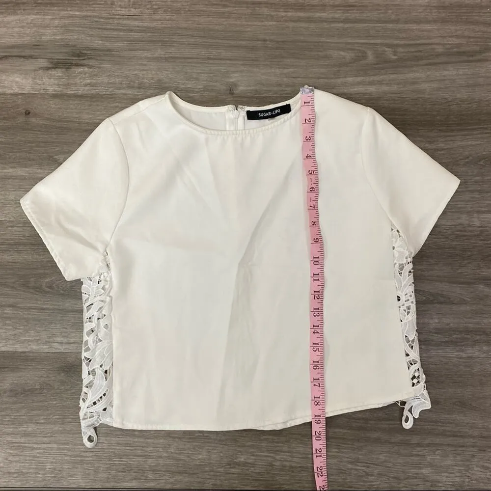 Sugar + Lips Lace Panel Cropped Top White M - Image 10