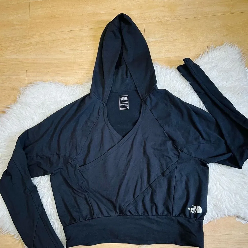 The North Face Hoodie Women's Black Motivation Wrap Crop Flashdry Run L - Image 3