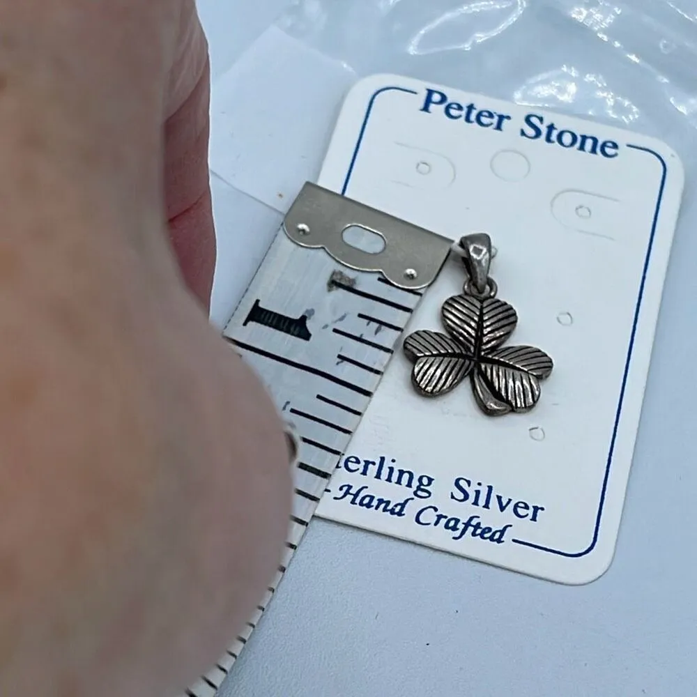 NWT Peter Stone sterling silver hand crafted Celtic clover pendant - Image 3