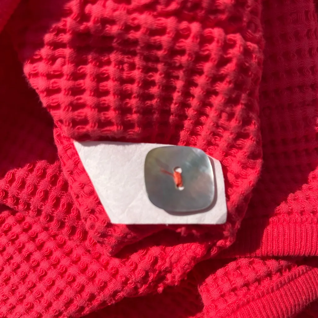 Focus Casual Life Hot Pink Waffle Thermal Jacket Size L Mother of Pearl Buttons Size L - Image 6