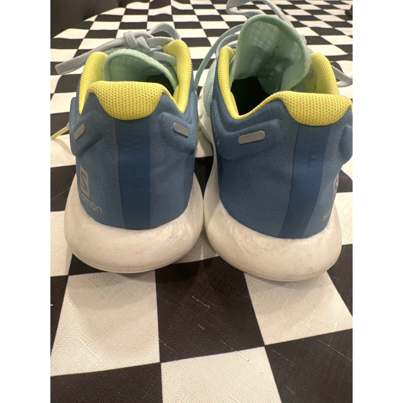 Salomon Women's predict 2 Running Shoes Aqua Blue Yellow Size 8 Ortholite Trail - Image 4