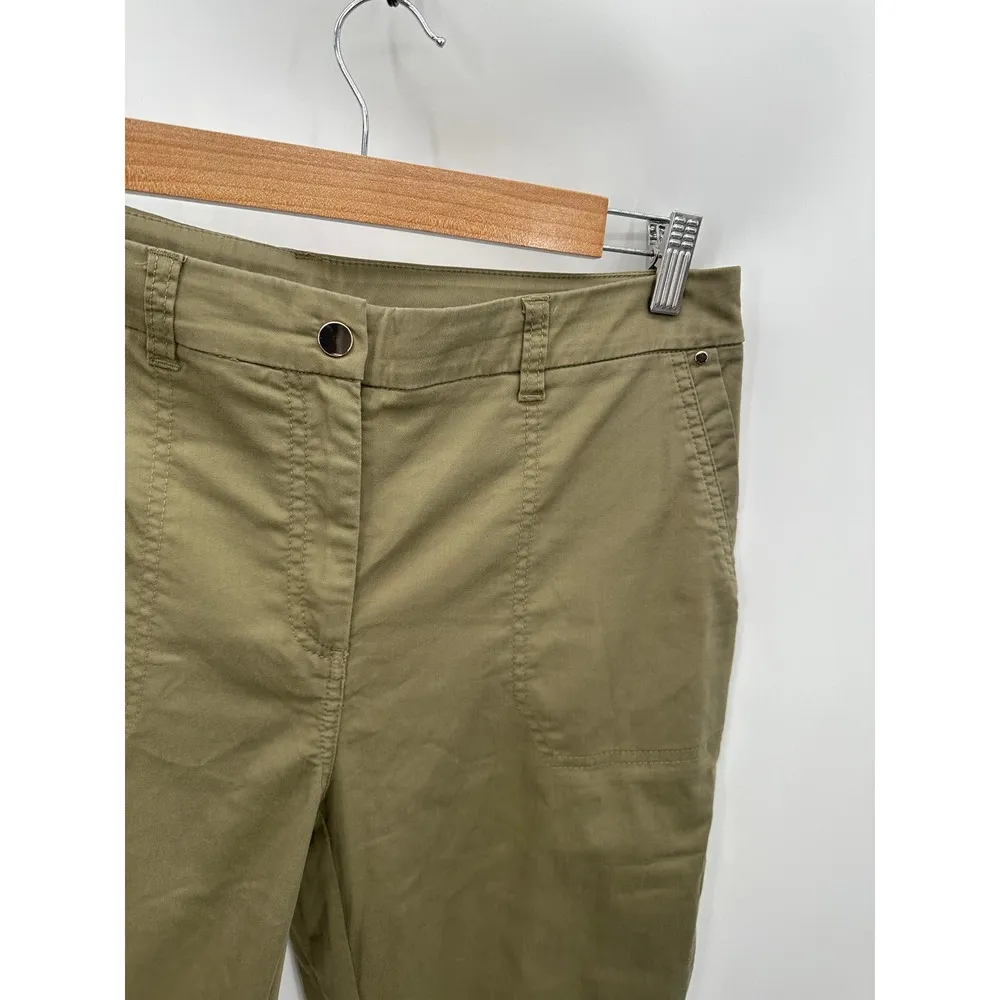 Chico's Pants Women 0.5 Ankle Small Green Button Cuff Casual Cotton Blend - Image 5