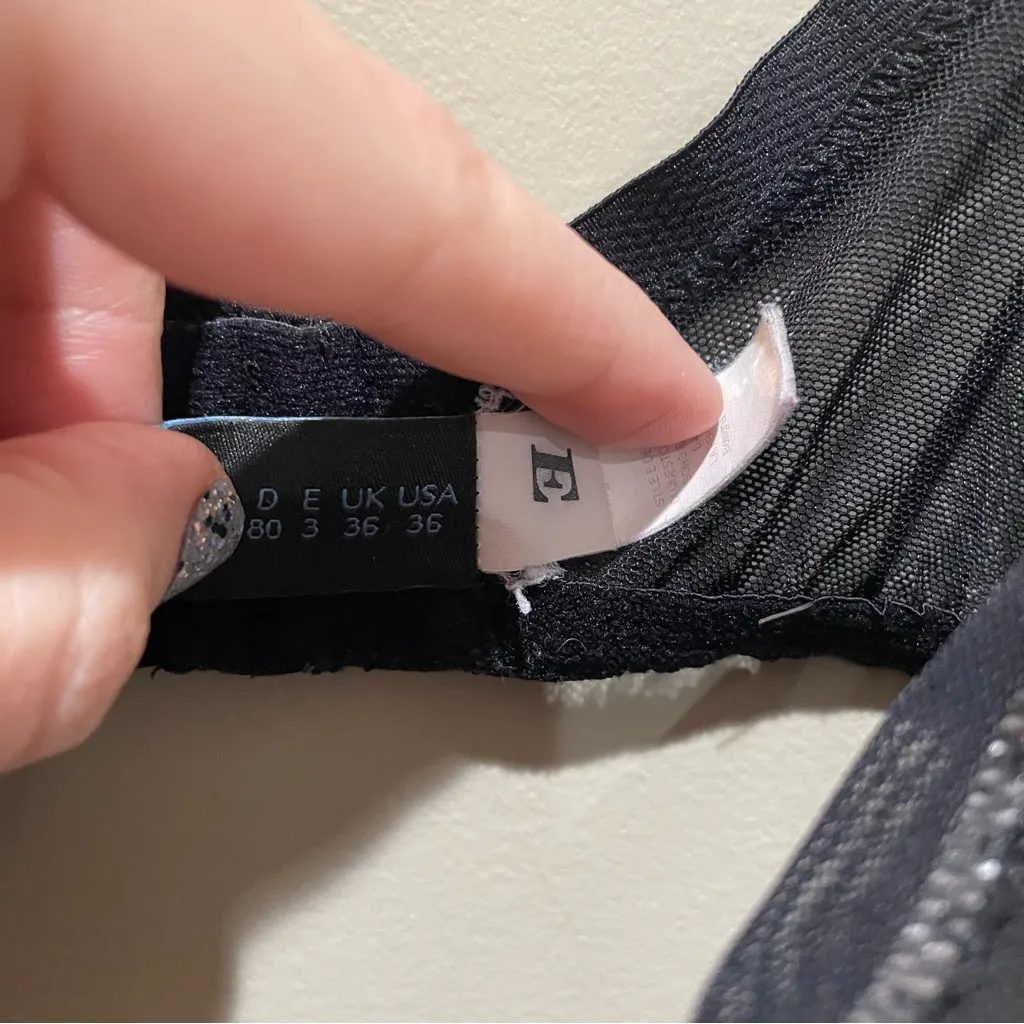 La Perla Underwire Mesh Bra Black Womens Size 36DD Sheer Supportive - Image 7