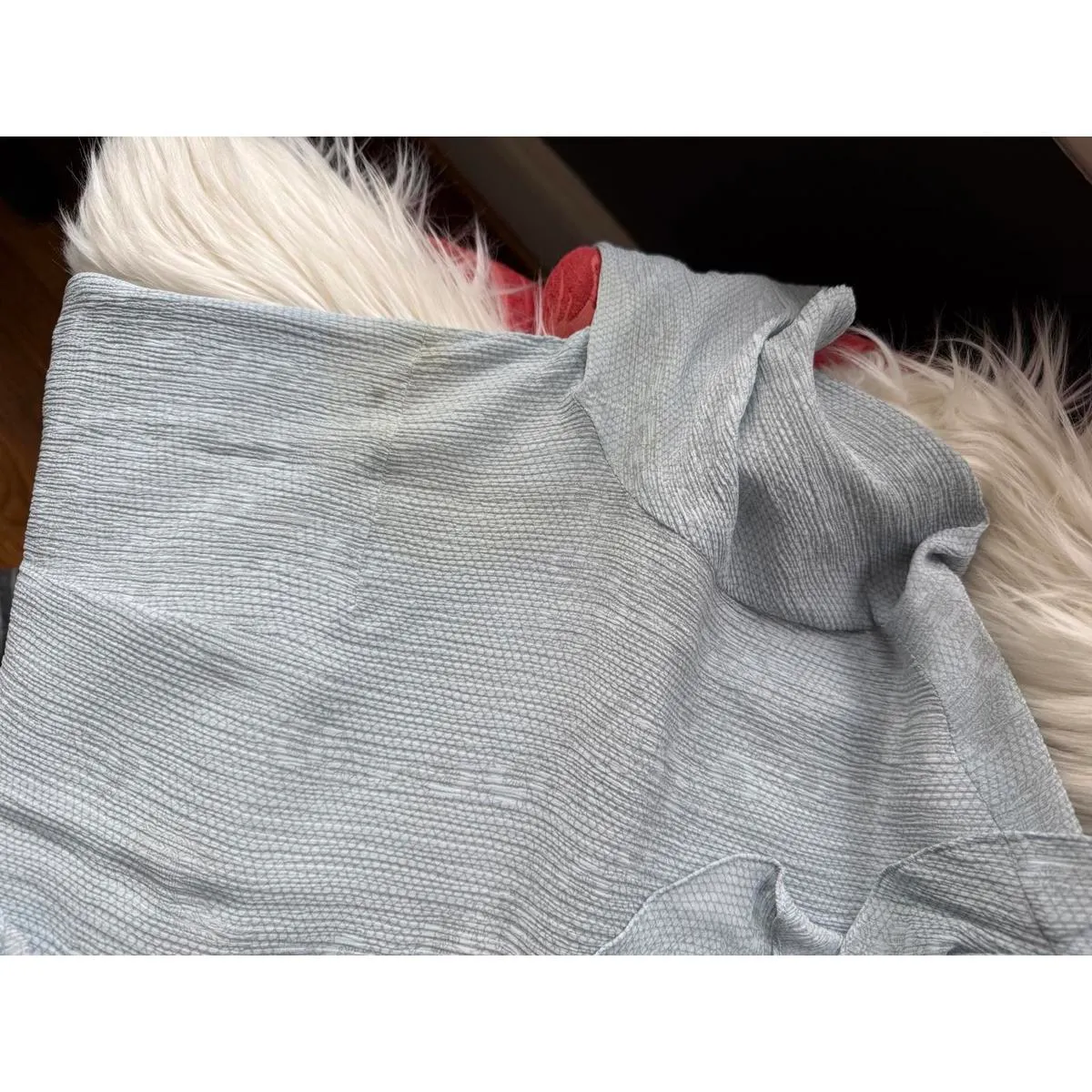 Rena Rowan Women's Light Blue Silk Ruffled Blouse Size 16 - Image 7